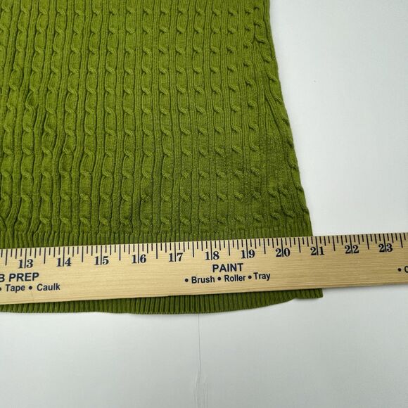 Lands' End Cable Knit Sweater Green V-neck 100% Supima Cotton Women's Size 1X - Picture 9 of 12